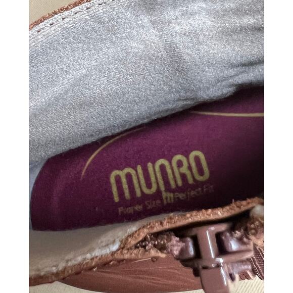 Munro Chestnut Brown Cuero Leather Ankle Boots 9 New - Picture 10 of 12